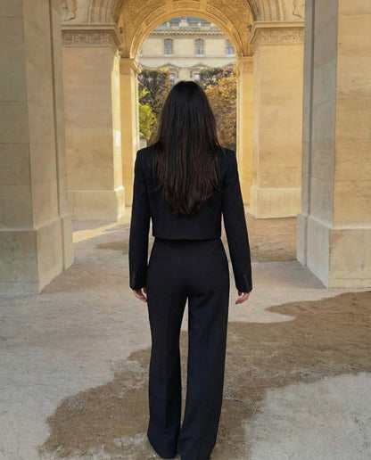 Black Cropped Blazer & Pant Set