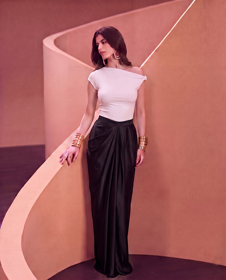 Asymmetric Offshoulder Top - White