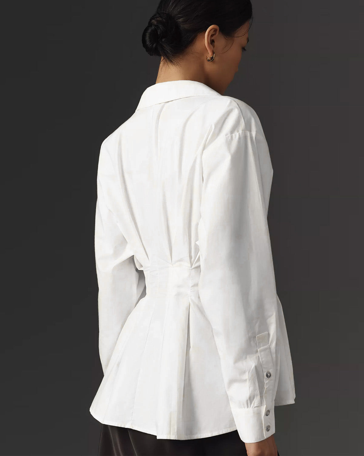 topwear,tops, shirts,casual chic, semi-formal,gen z, millenial, minimal, summer,woven,poplin, cream,solid,pleated,buckle, button,tailored fit,shirt,waist length,flared hem,shirt collar,no straps,set in sleeves,long sleeves, OY2123	25090032GG