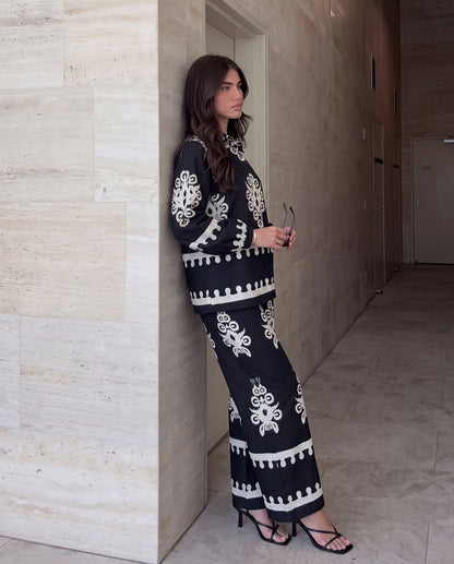 Black Folk Print Co-ord Set