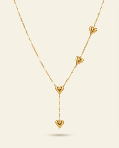 Golden Puff Heart Necklace
