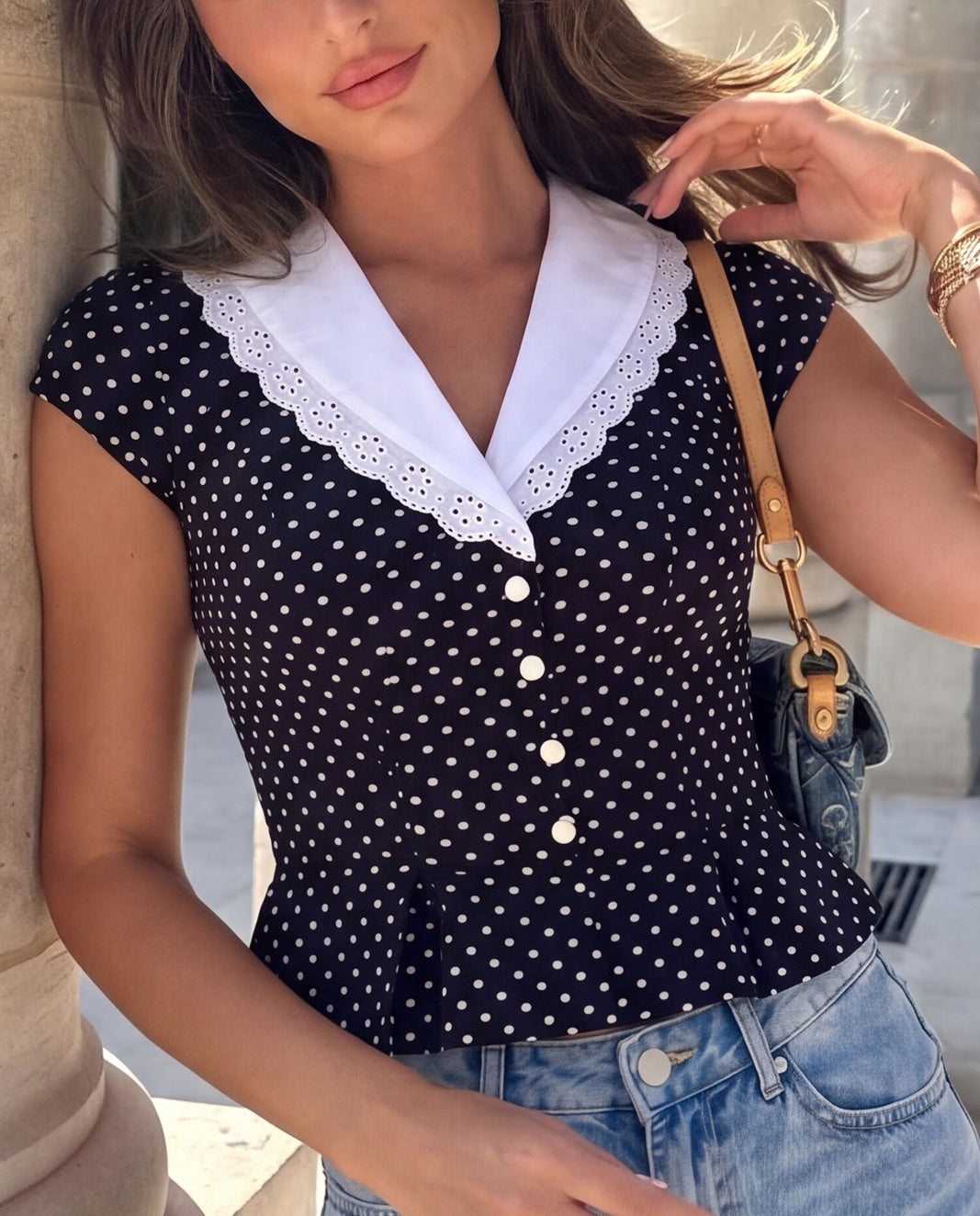 Polka Dot Peplum Top