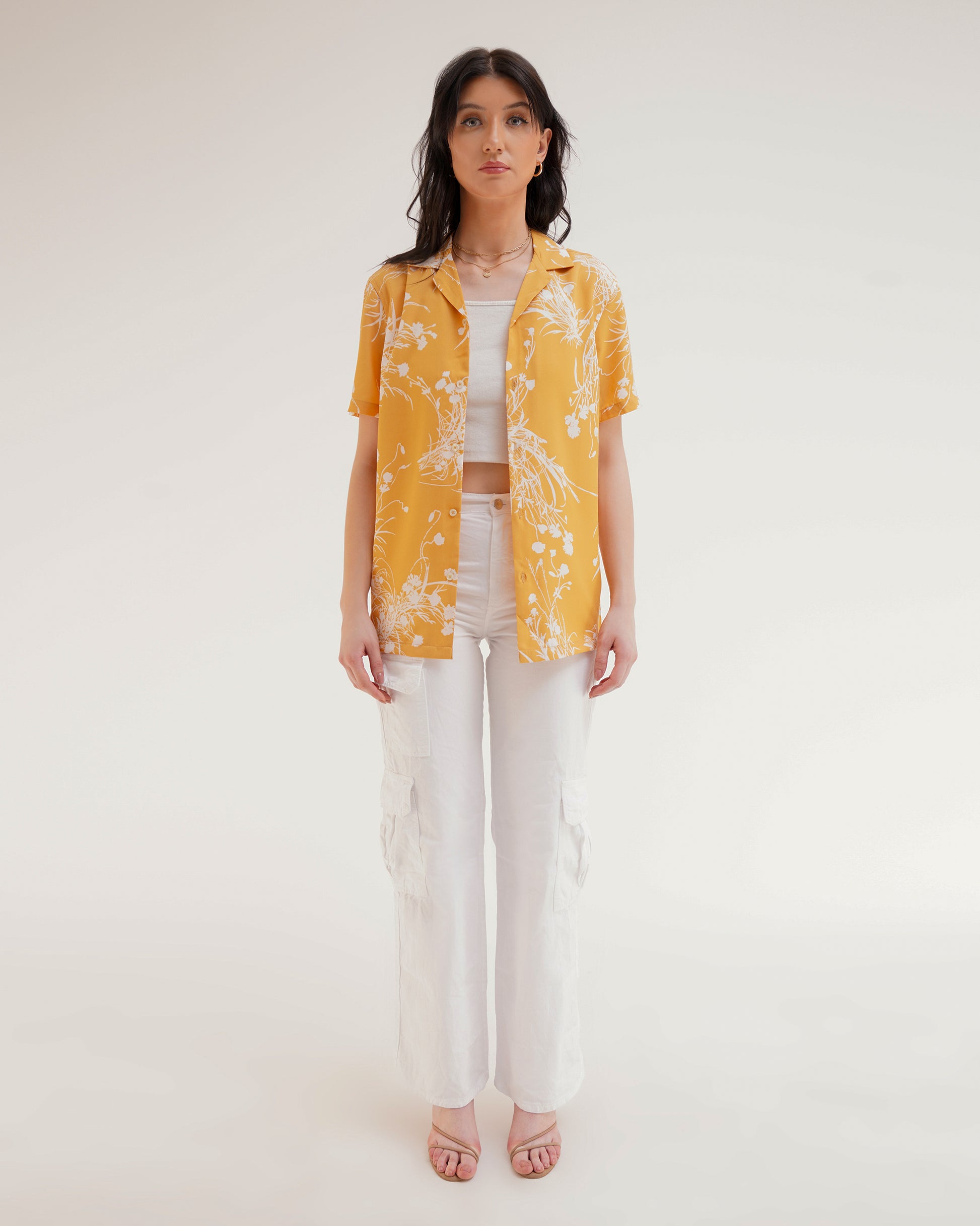 PRINTED BOYFRIEND SHIRT,abstract, beach, boyfriend shirts, button, casual, collared, cotton, floral, longline, multi colored, oversized, printed, shirts, short sleeves, streetwear, summer, topwear, vacation, woven, yellow,printed-boyfriend-shirt-yellow-white,Color- Yellow &amp; WhiteFabric- PolyesterType- Boyfriend ShirtFit- OversizedLength- LonglineNeck- CollaredSleeves- ShortClosure- Button UpPrint- Floral Abstract