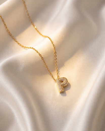 The P Rhinestone Anti Tarnish Necklace - Gold