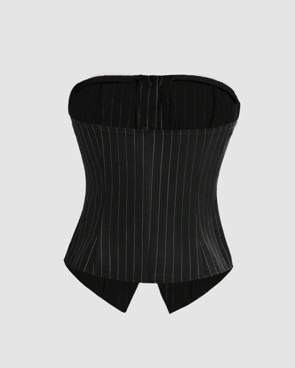 Black Pinstripe Button-Front Corset Top