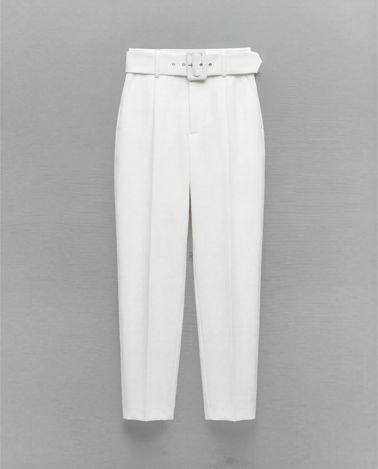 Belted Tapered Pants With Belt - White
