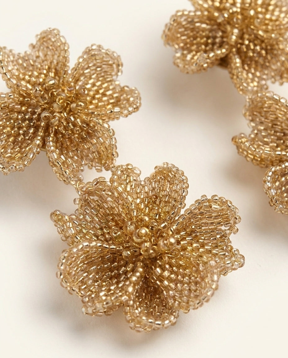 Golden Petal Drop Earrings