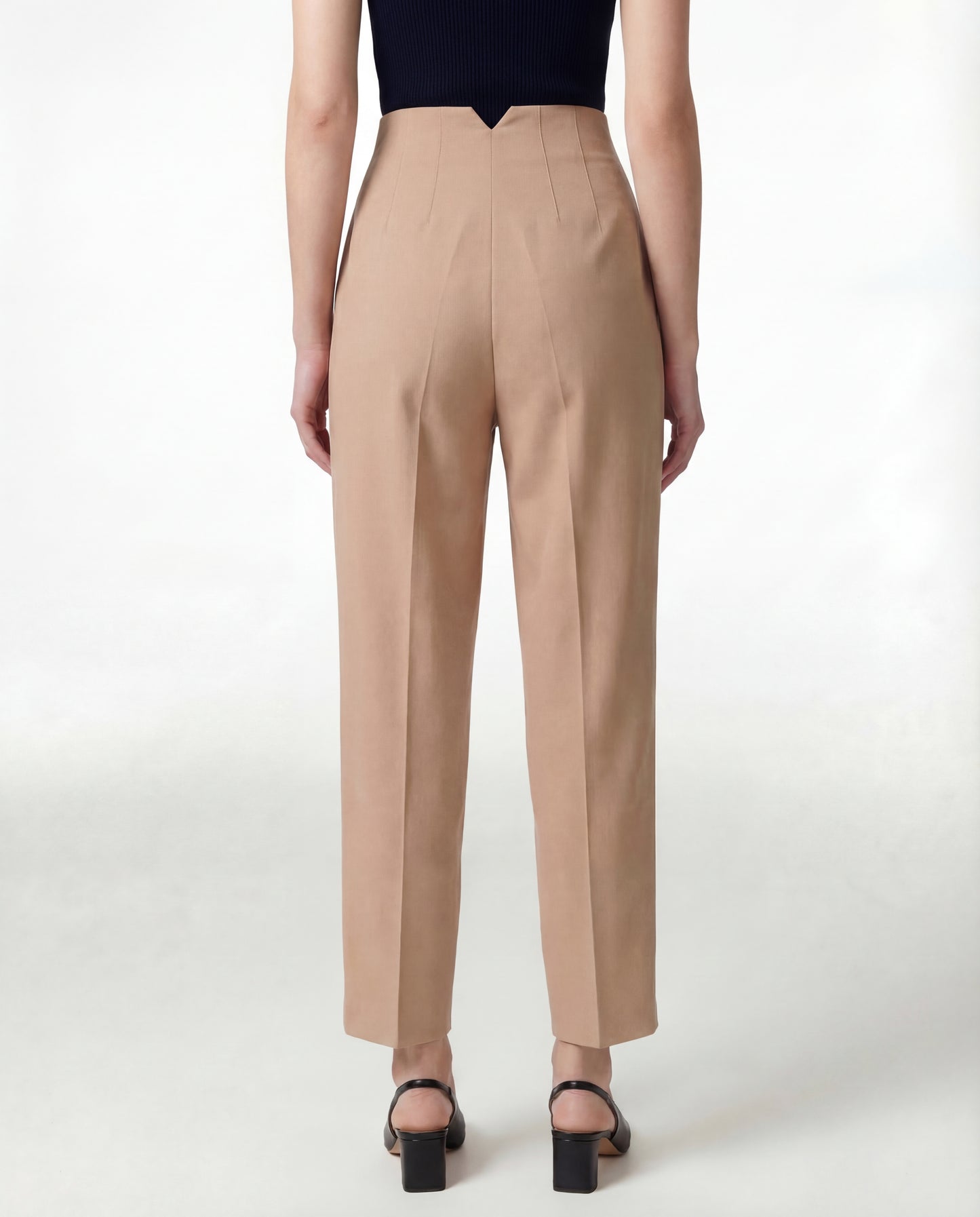 Tan High-Waist Tapered Trouser