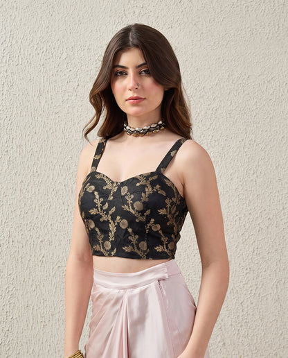 Black Brocade Bustier Top