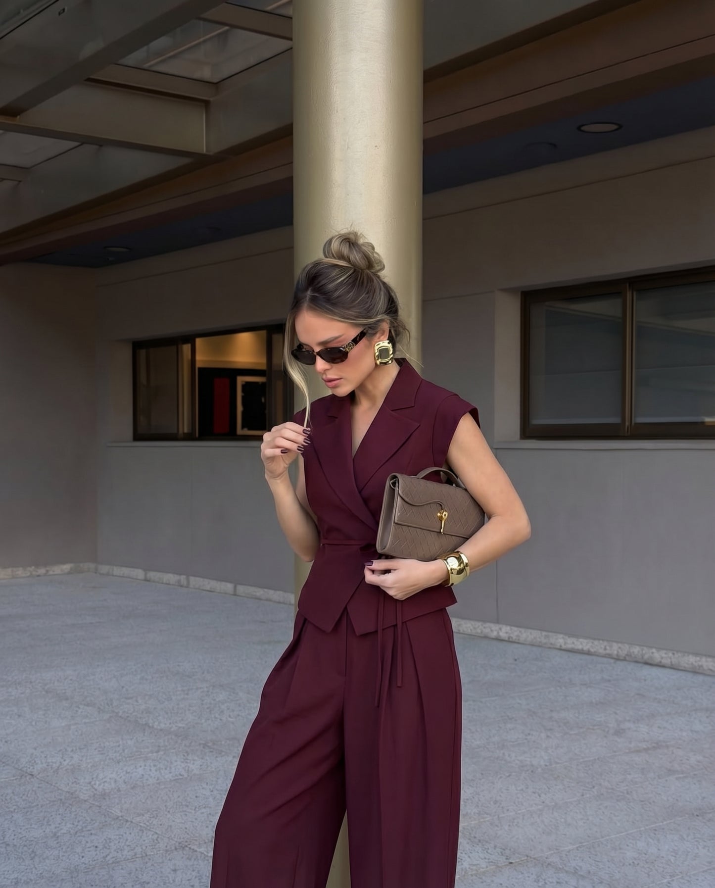 Maroon Structured Suit Set