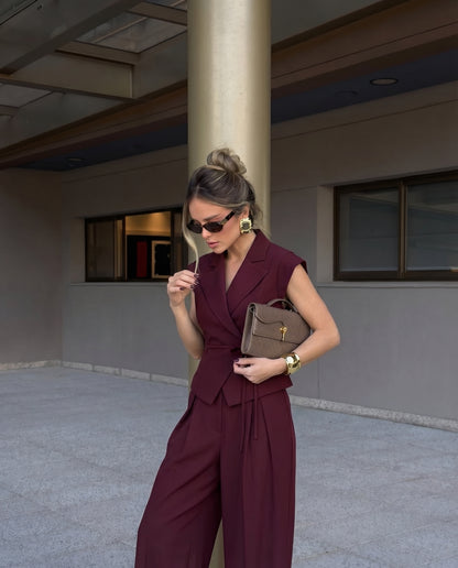Maroon Structured Suit Set