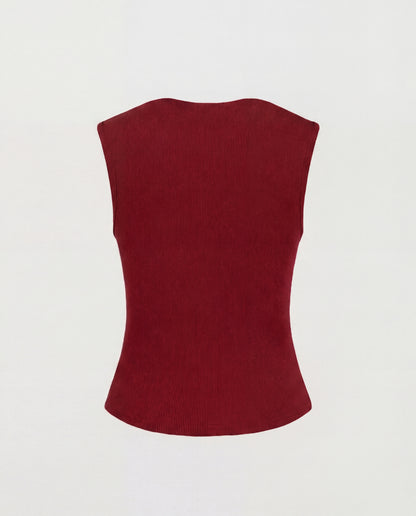 Cherry Red Cowl Neck Top