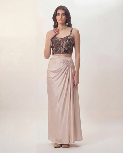 Floral Print Bustier Top and Skirt Coord Set