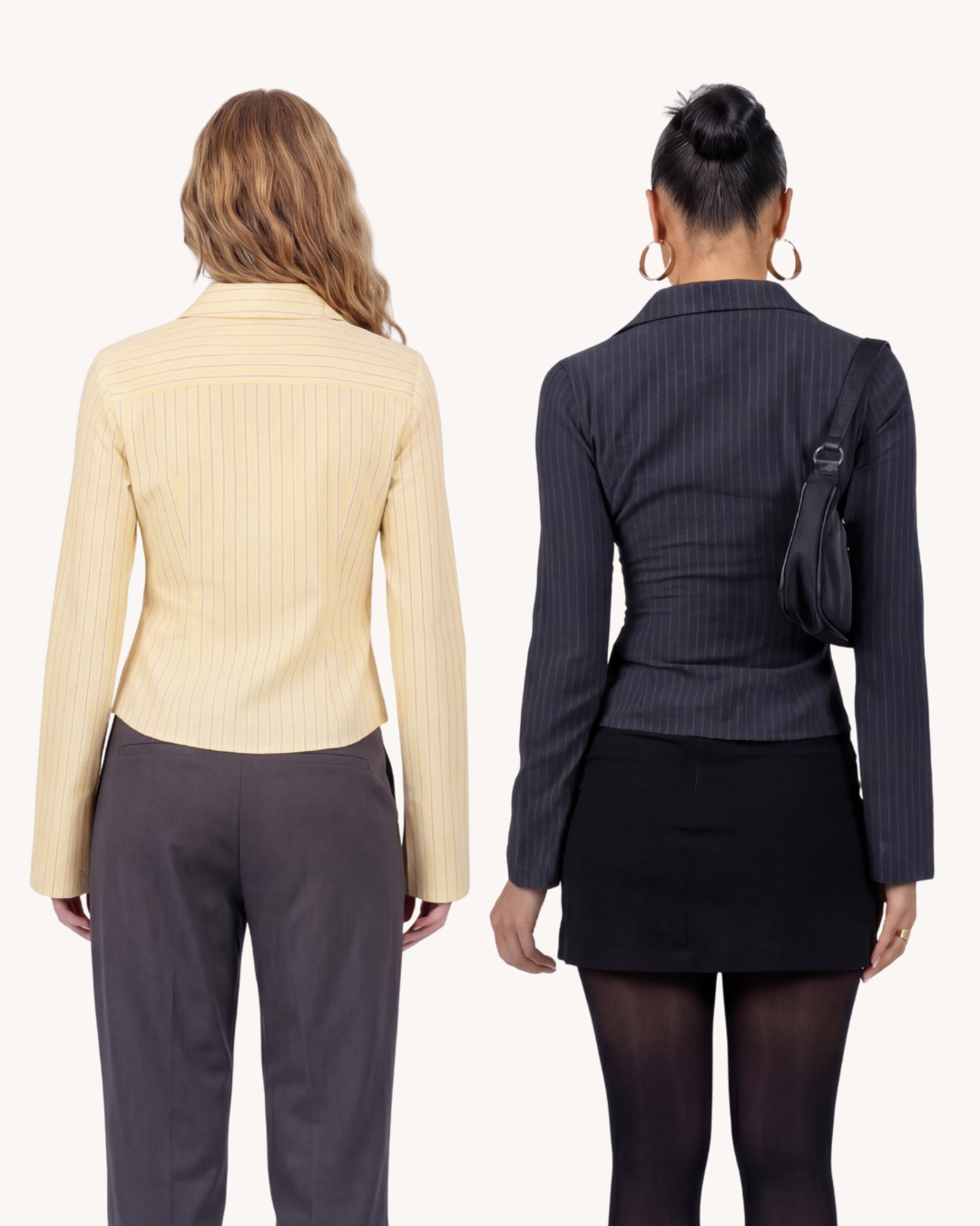 Set Of Two Pinstripes Flared Sleeves Shirt