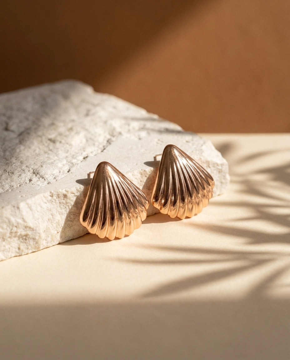 Tide Stud Earrings - Rose Gold