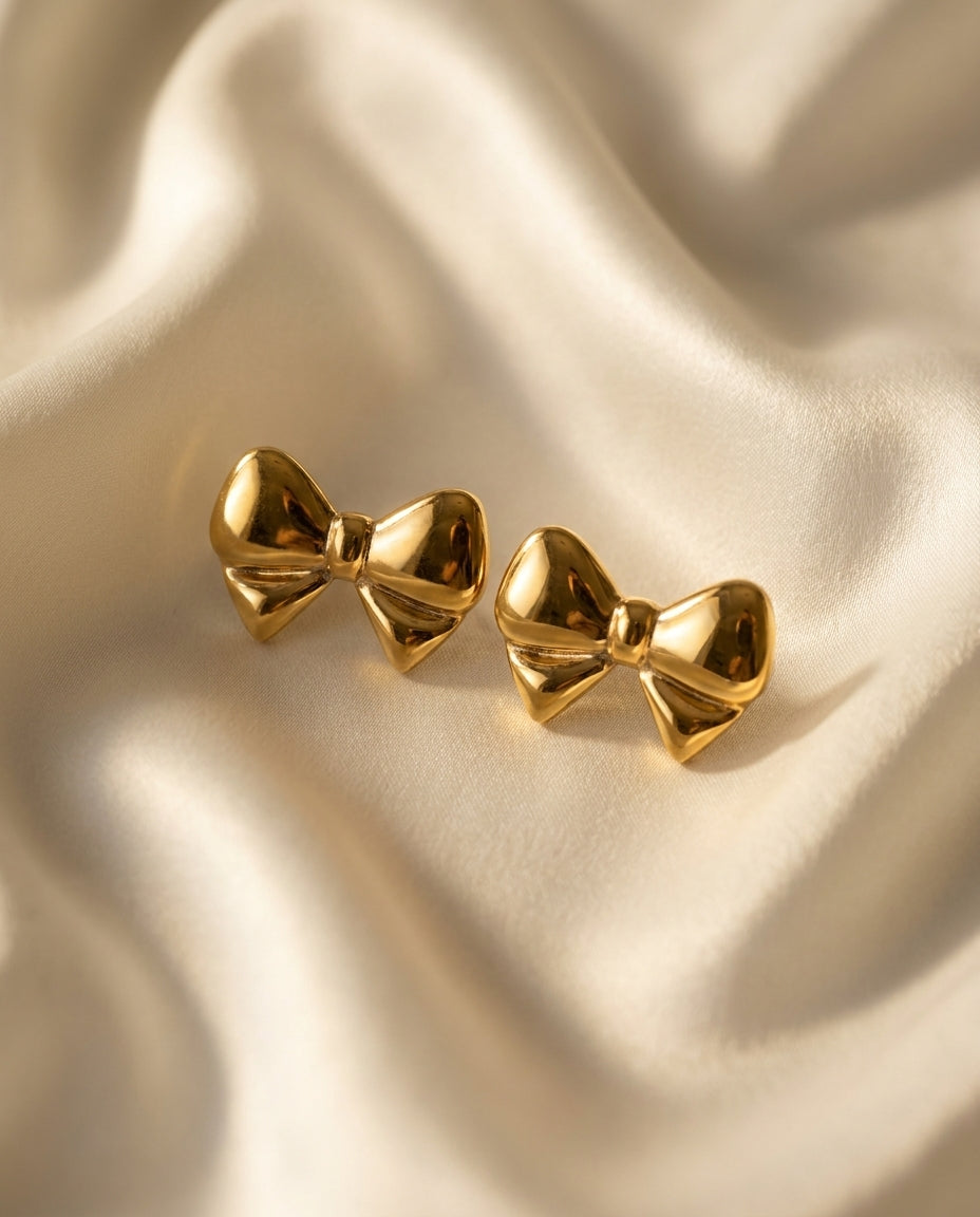 The Ribbon Anti Tarnish Studs - Gold