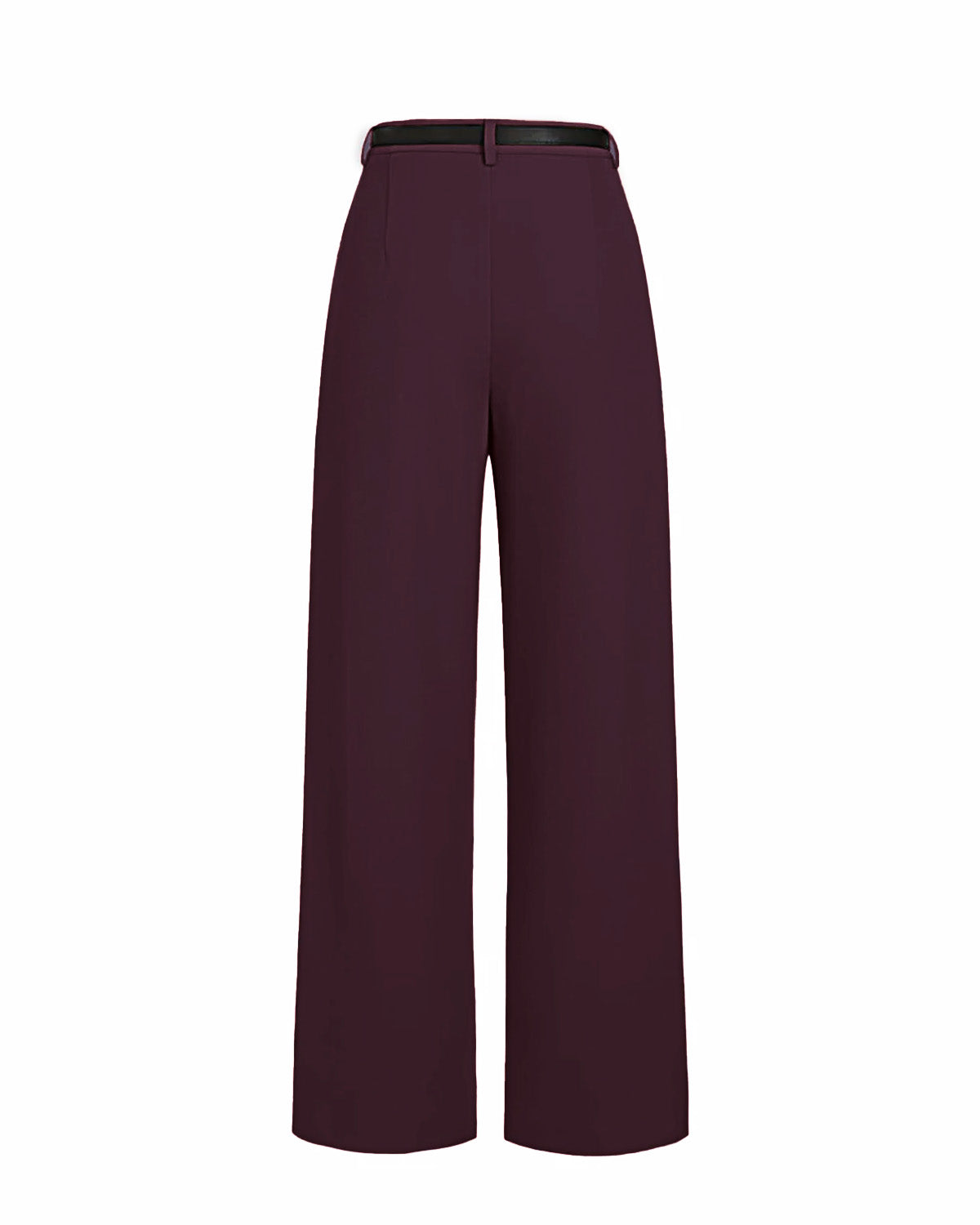 WIDE BELT LOOP PLEATED PANTS,Color: Wine
Fabric: 92% poly 8% spandex
Fit: Straight Fit 
Length: Full Length (40")
Waist: High Rise 
Closure: Zip & Hook
No. of Pockets: 2
Print: Solid,pants,bottomwear,pants,semi-formal,workwear,stretchable,polyester, spandex,wine,pleated,tailored fit,wide leg,full length,high rise