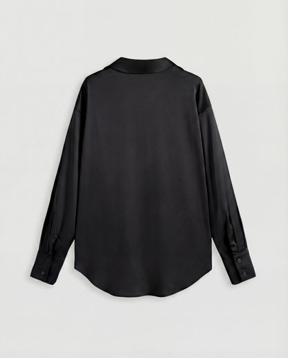 Coal Black Solid Satin Shirt