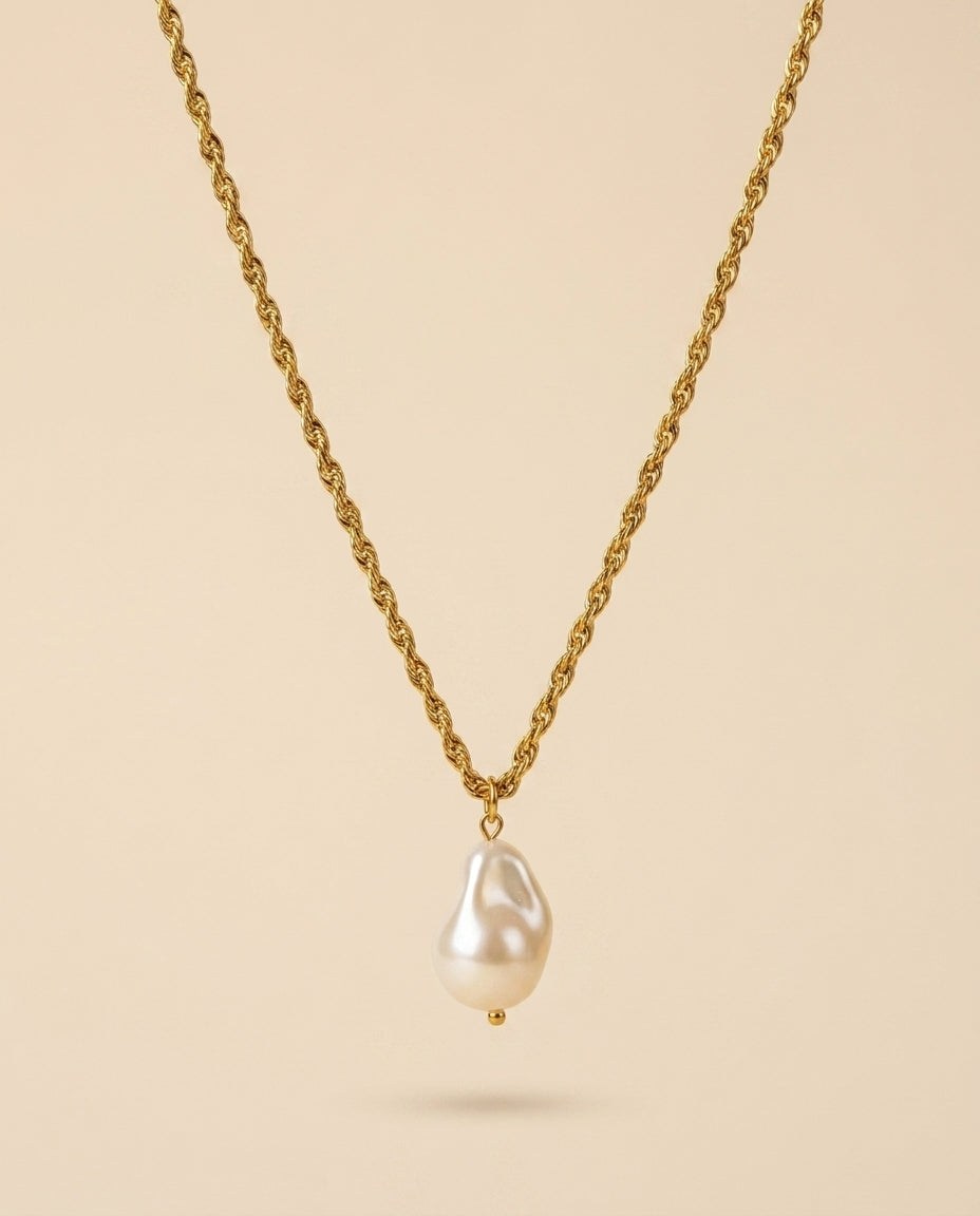 Golden Pearl Pendant Necklace