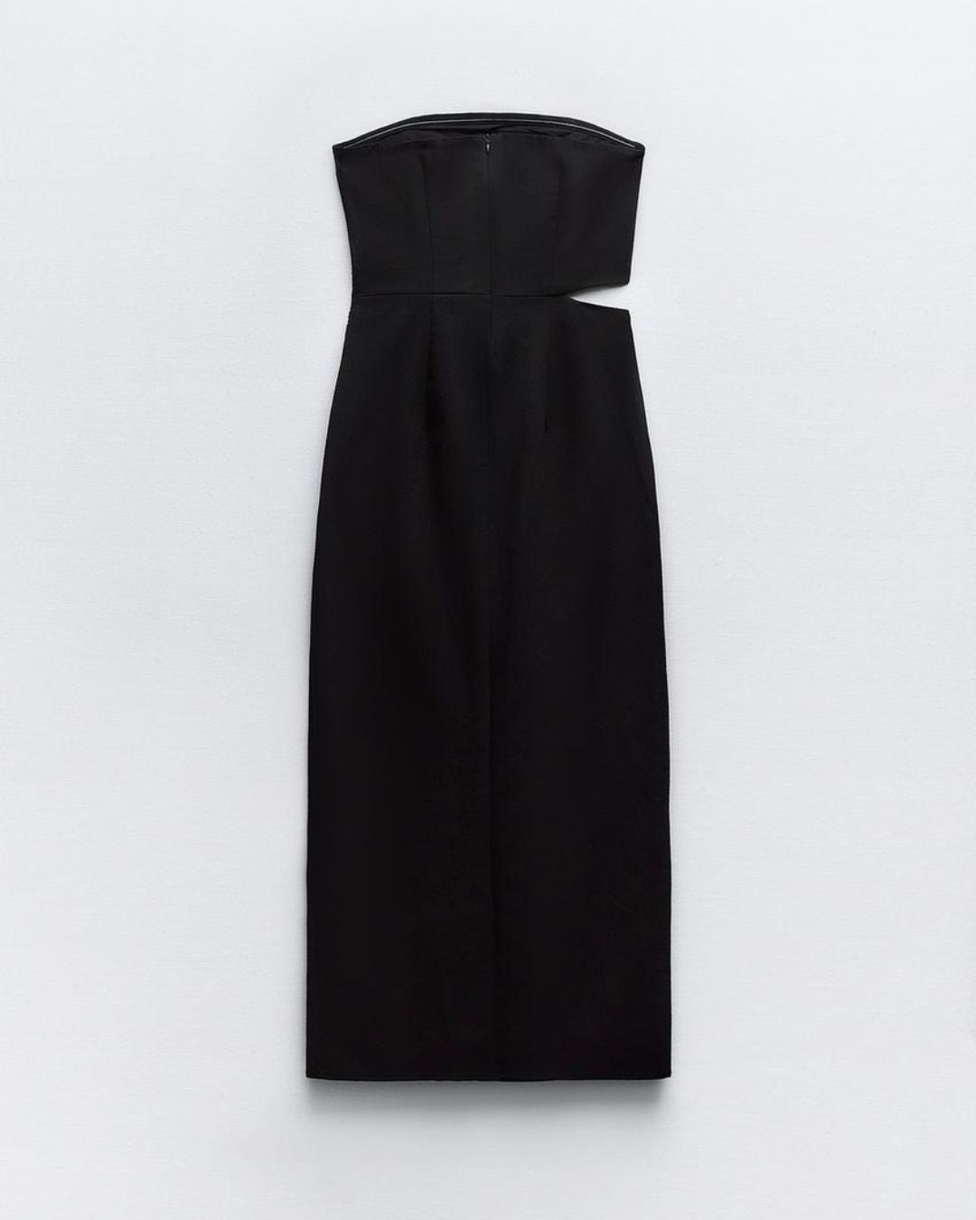 STRAPLESS MIDI DRESS,bandeau, black, casual, cotton, cutout, dresses, glam, midi, off shoulder neck, party, regular fit, ruched, sleeveless, slit, solid, summer, woven,strapless-midi-dress-black,Color- Black
Fabric- Cotton
Type- Bandeau Dress
Fit- Regular
Length- Midi
Sleeves- Sleeveless 
Hem- Slit
Details- Cutout Slit Dress