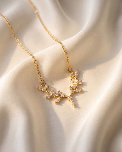 The Crystal Vine Anti Tarnish Necklace - Gold