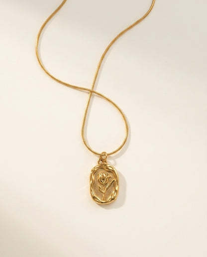 Golden Tulip Pendant Necklace