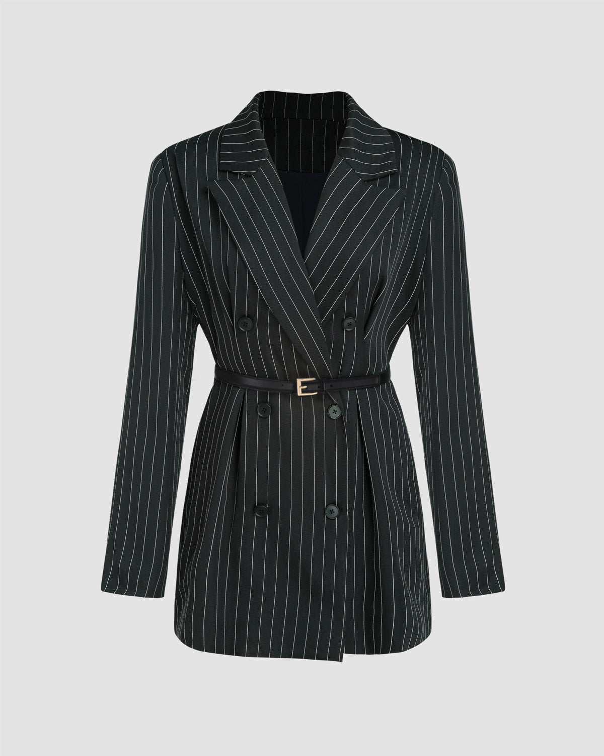topwear,tops,formal, semi-formal,creative workwear, minimal, summer,woven,polycotton,yarn dyed,black,pinstripes, stripes,pinstripes,button,relaxed fit,blazer,longline,straight hem,notch collar,long sleeves,OY2006, 25060038GG"