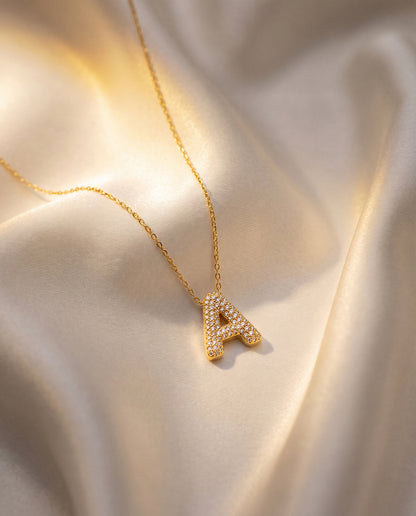 The A Rhinestone Anti Tarnish Necklace - Gold