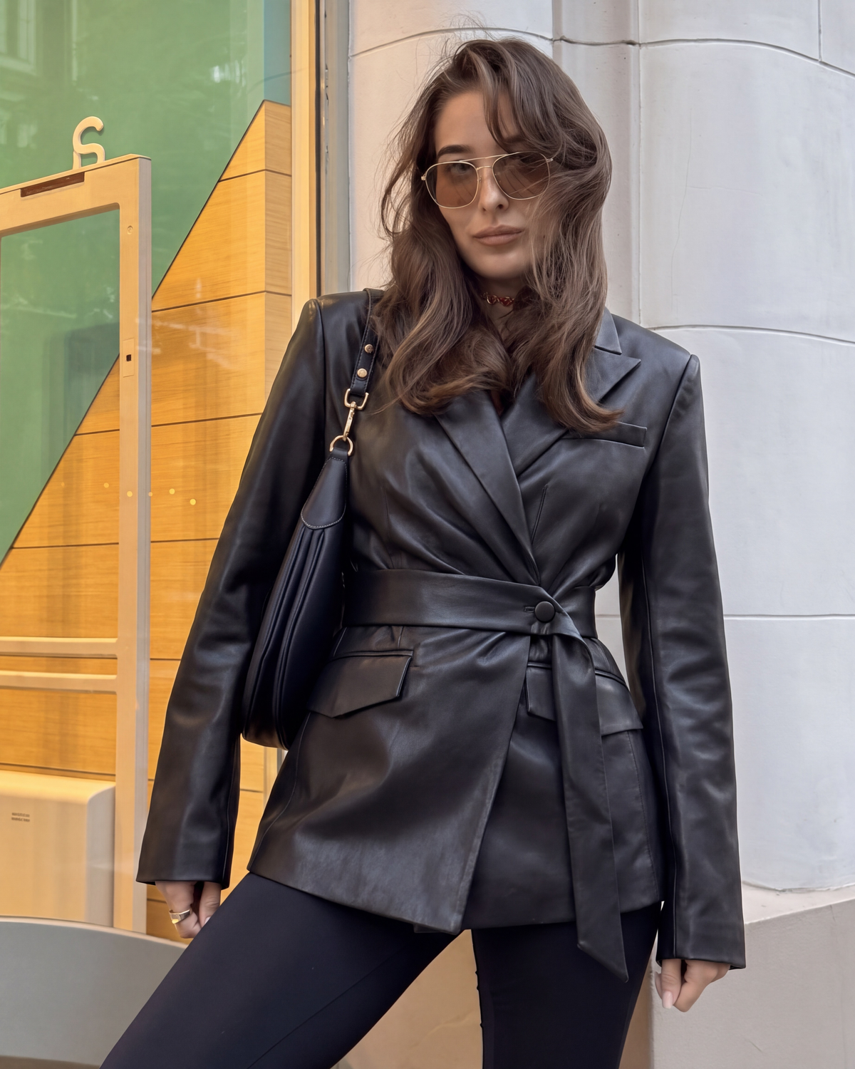 Black Wrap-Up Jacket with Belt