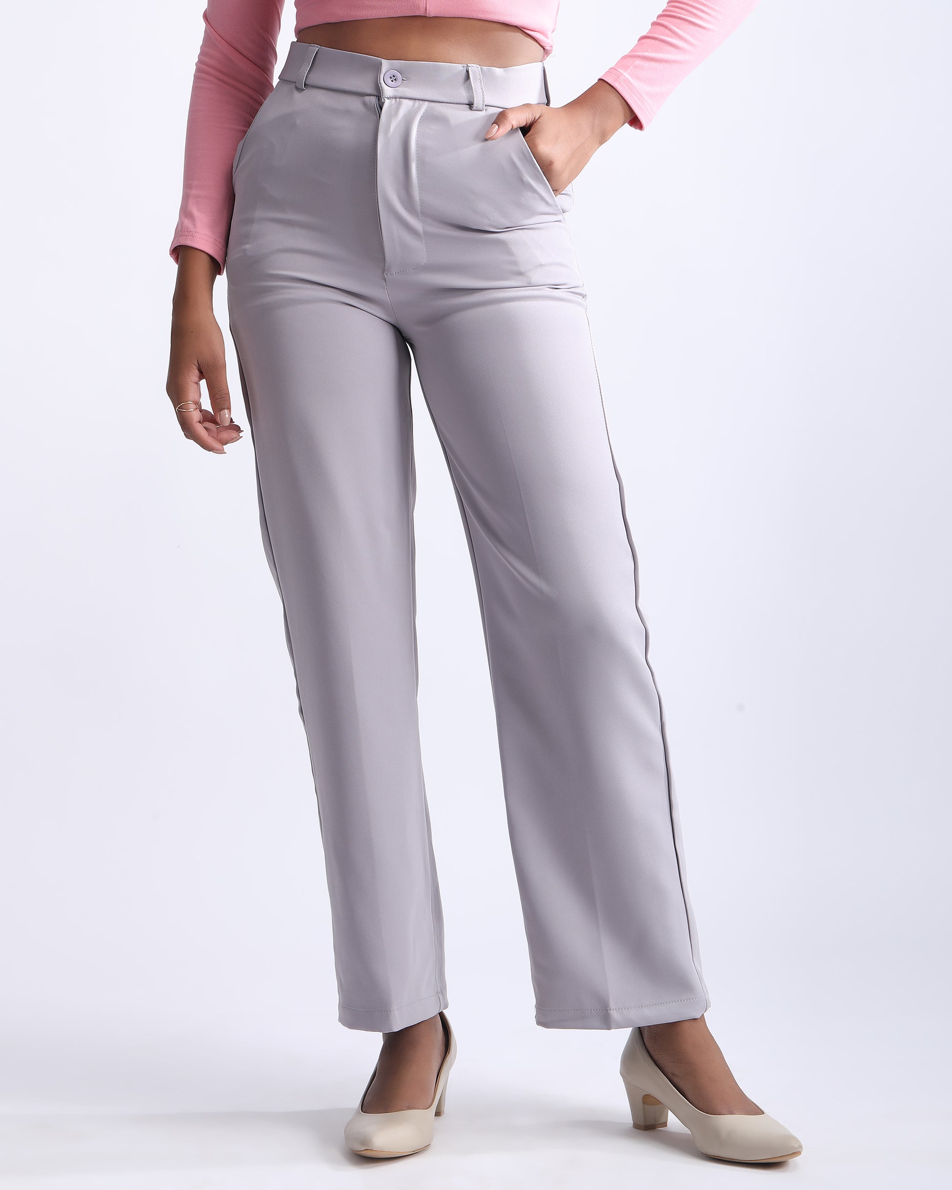 High Waist Straight Fit Pants - Main Image