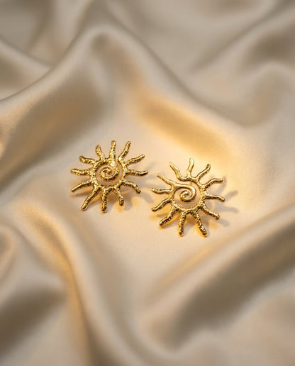 The Solar Stud Anti Tarnish Earrings - Gold