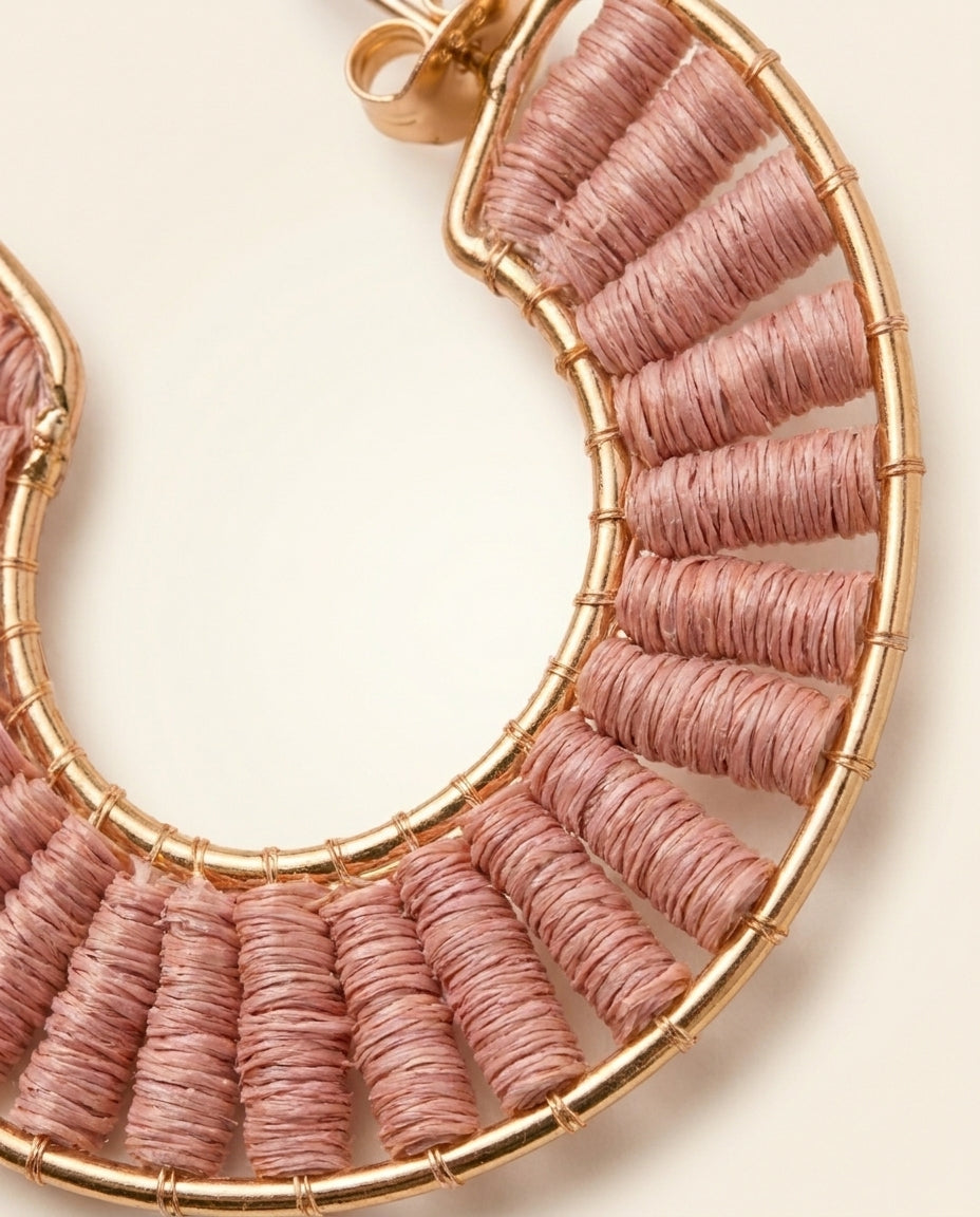 Woven Rattan Hoop Earrings