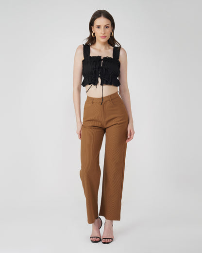 ruched-blouse-top,BLACK RUCHED CROP TOP,topwear,tops,casual,bold,woven,poplin,black,solid,ruffled,drawstring,slim fit,blouse,crop,gathered,square neck,shoulder strap,sleeveless