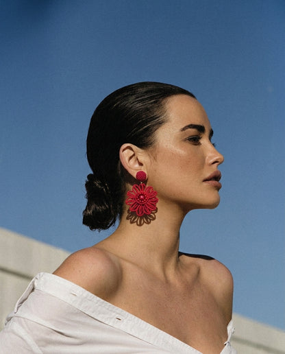 Crochet Flower Stud Earrings