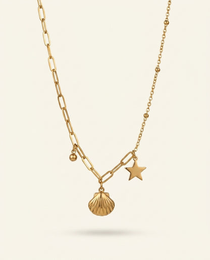 Golden Antitarnish Beach Charms Necklace