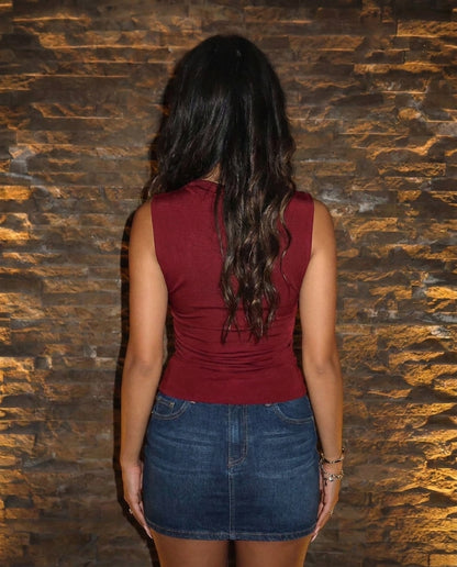 Burgundy Cowl Neck Top