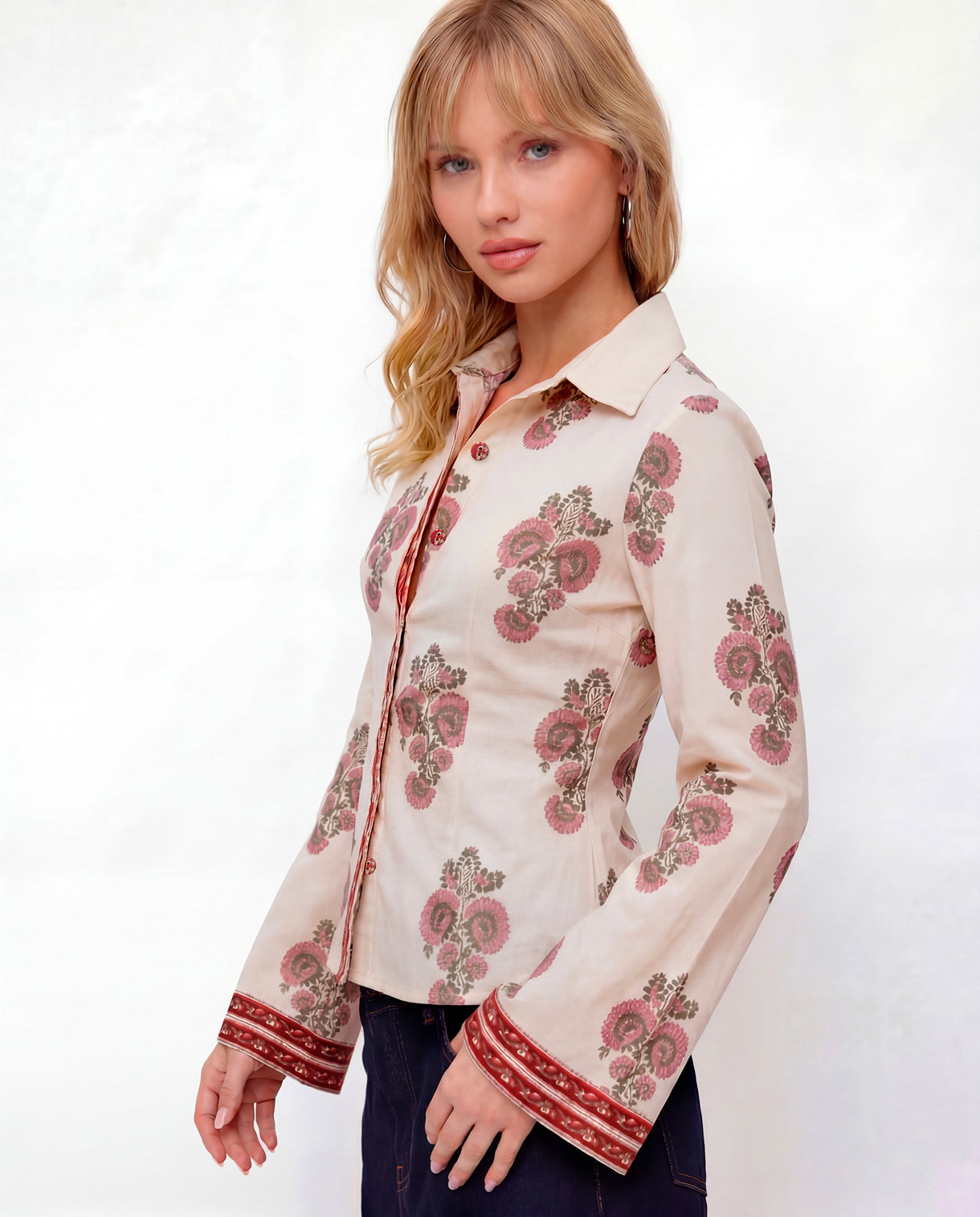 Boho Blossom Fitted Shirt - Off White