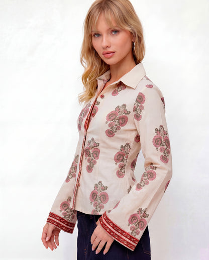 Boho Blossom Fitted Shirt - Off White