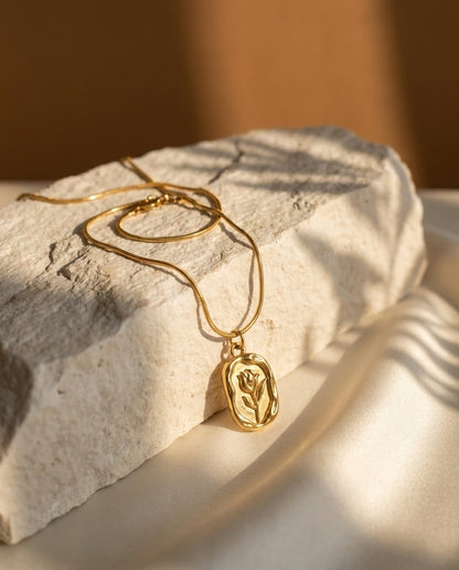 Golden Tulip Pendant Necklace