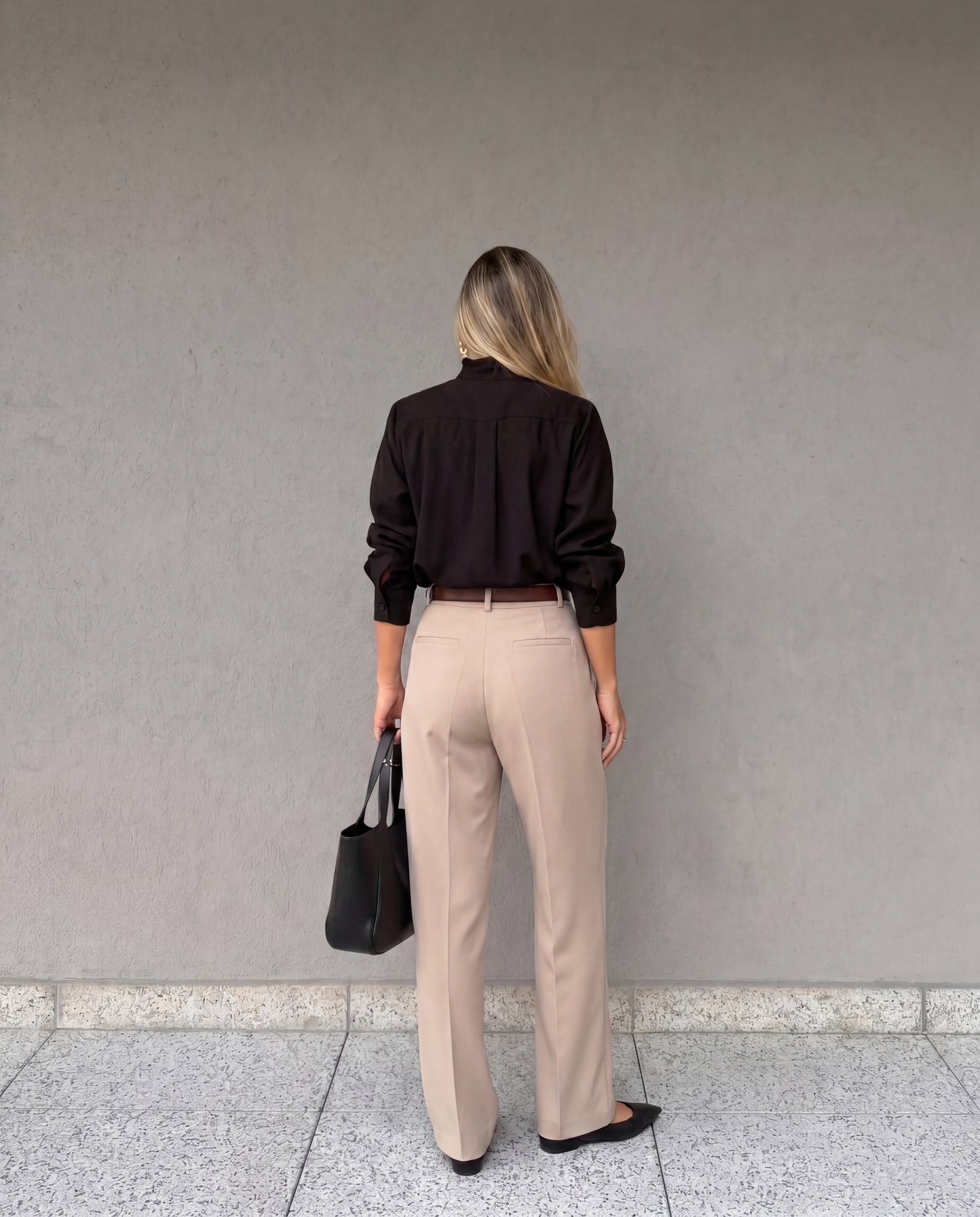 High-Waist Pleated Trousers With Belt