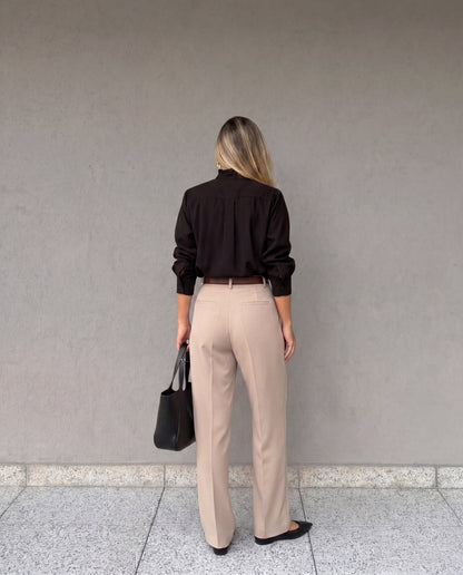 High-Waist Pleated Trousers With Belt