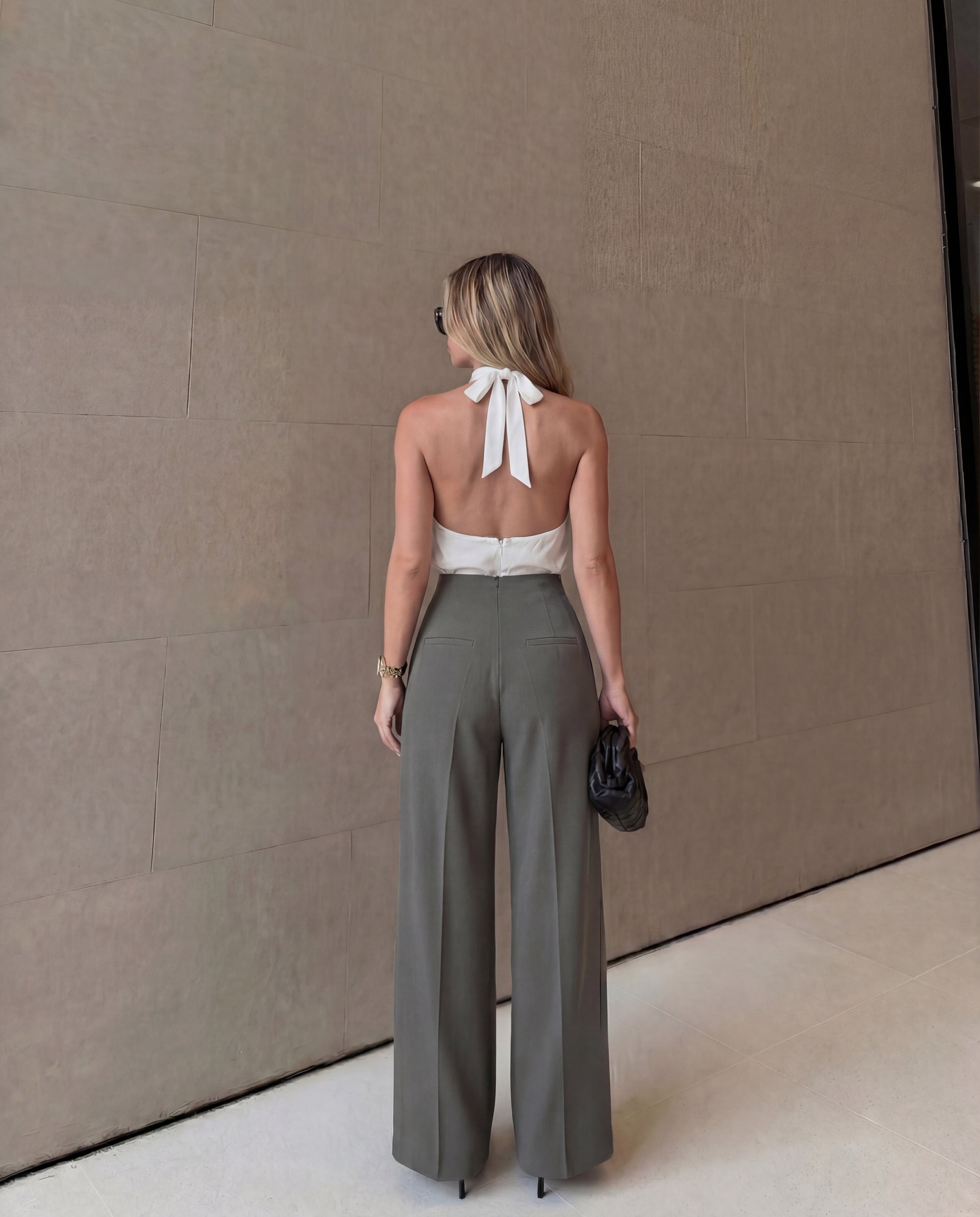 bottomwear,pants,semi-formal,business outfit,stretchable,polyester, spandex,light grey,pleated,straight fit,straight,full length,high rise, OY956- light grey, 25090070GG