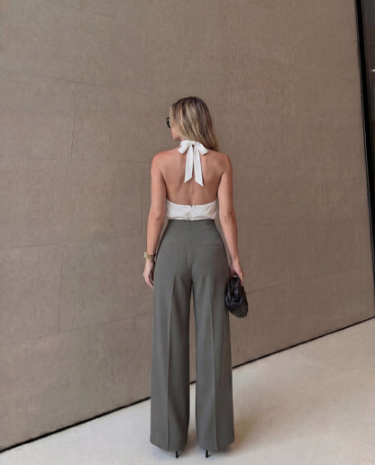 bottomwear,pants,semi-formal,business outfit,stretchable,polyester, spandex,light grey,pleated,straight fit,straight,full length,high rise, OY956- light grey, 25090070GG