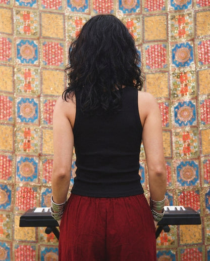 The Mirchi Beaded Tank Top - Black