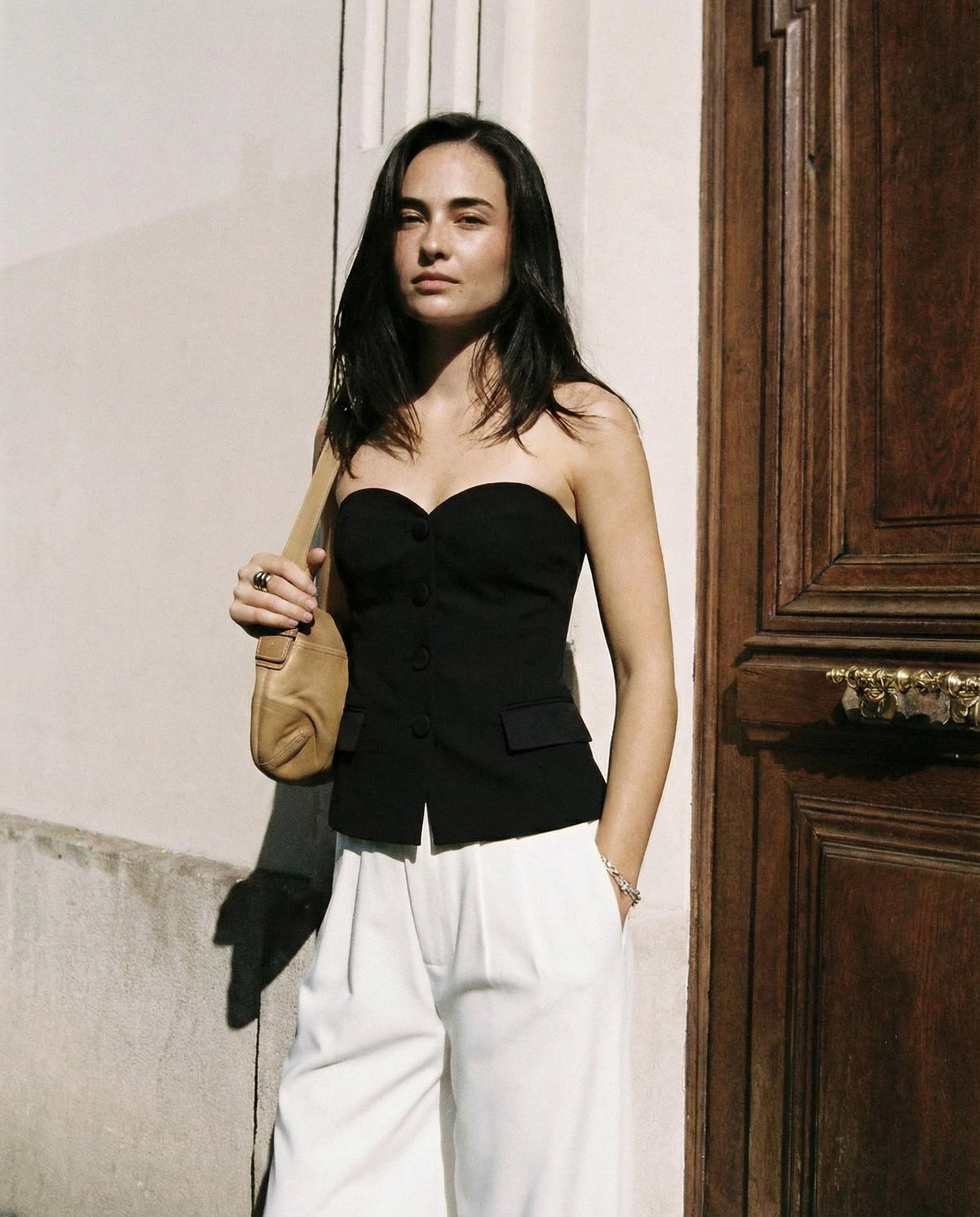 Black Strapless Bandeau Top