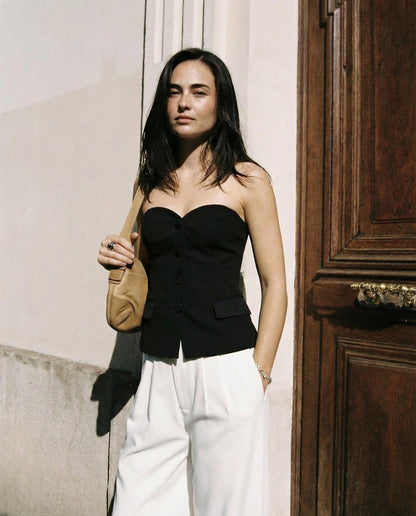 Black Strapless Bandeau Top