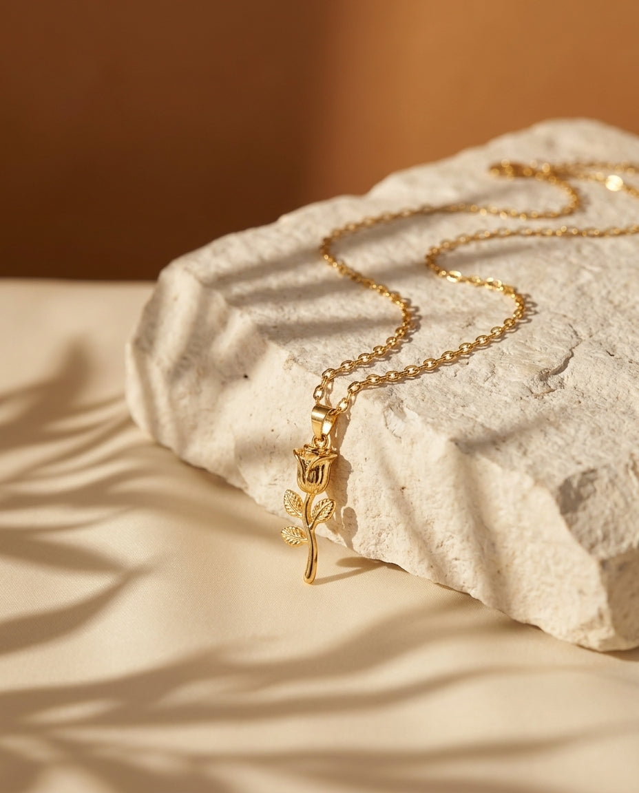 Golden Antitarnish Rose Necklace