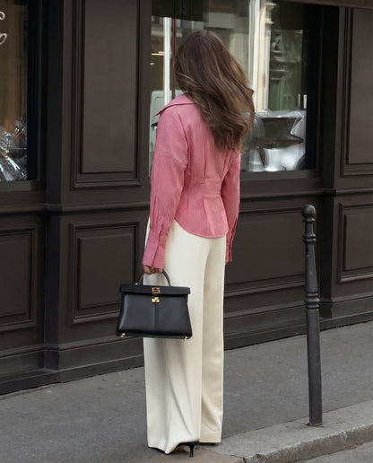 Red Cinched Waist Shirt