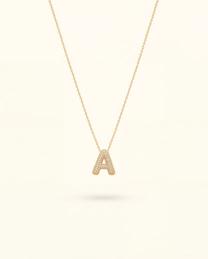 The A Rhinestone Anti Tarnish Necklace - Gold