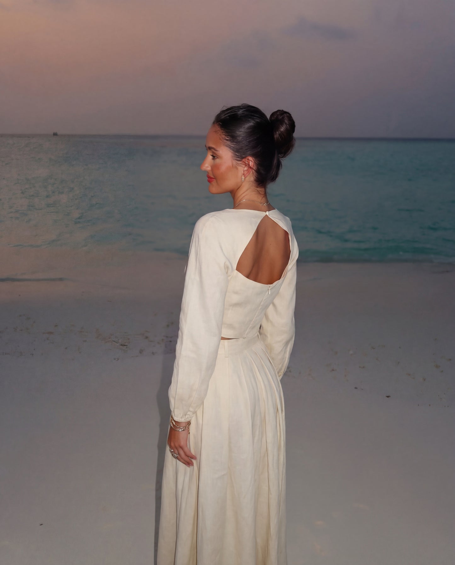 Ivory Co-Ord Set With Billowy Silhouette